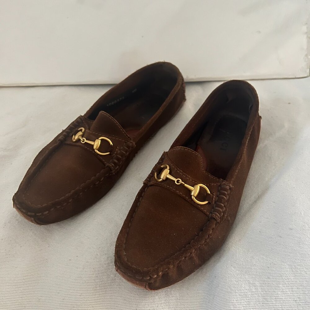 Gucci Women's Driver Horsebit Moccasin Suede Loafer Size 7M
